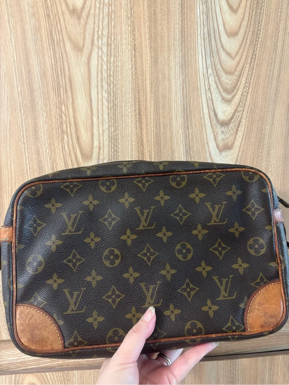 Authentic Louis Vuitton Compiegne 28 Monogram Canvas Brown clutch